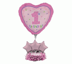 1st Birthday Pink Air Filled Balloon Centerpiece Kit